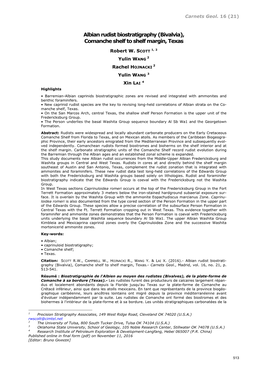 Albian Rudist Biostratigraphy (Bivalvia), Comanche Shelf to Shelf Margin, Texas