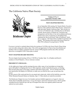 Bristlecone Chapter of the California Native Plant Society