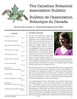 The Canadian Botanical Association Bulletin Bulletin De L'association