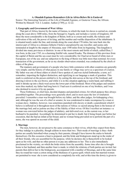 A. Olaudah Equiano Remembers Life in Africa Before He Is Enslaved Source: the Interesting Narrative of the Life of Olaudah Equiano, Or Gustavus Vassa, the African