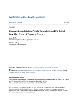 Comparative Judicialism, Popular Sovereignty, and the Rule of Law: the US and UK Supreme Courts