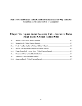 Chapter 26. Upper Snake Recovery Unit—Southwest Idaho River Basins Critical Habitat Unit