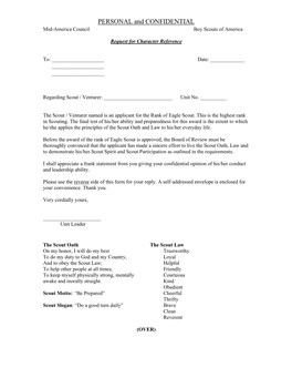 Eagle Reference Letter