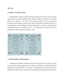 2013 1.Worldview of Subaltern People the Department of Folklore And