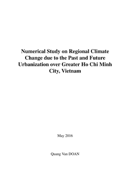 Numerical Study on Regional Climate Change Due to the Past and Future Urbanization Over Greater Ho Chi Minh City, Vietnam