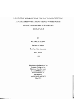 Influence of Wheat Cultivar, Temperature, and Theocolax