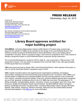Library Board Approves Architect for Major Building Project