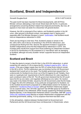 Scotland, Brexit and Independence