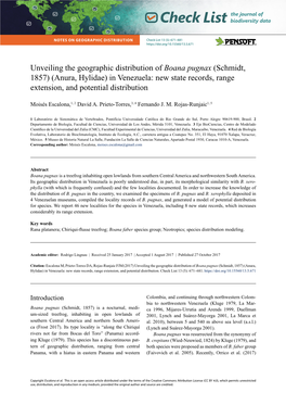 Unveiling the Geographic Distribution of Boana Pugnax (Schmidt, 1857) (Anura, Hylidae) in Venezuela: New State Records, Range Extension, and Potential Distribution