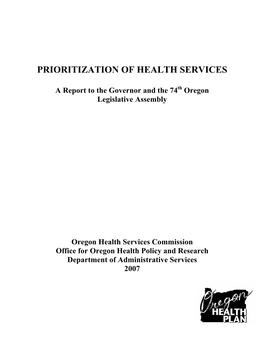 Prioritization of Health Services