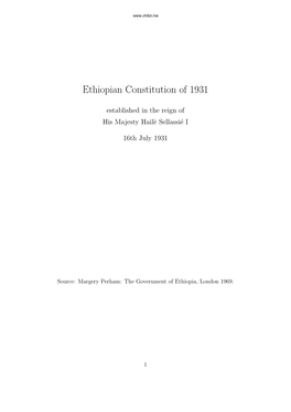 Ethiopian Constitution of 1931