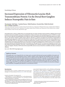 Increased Expression of Fibronectin Leucine-Rich Transmembrane Protein 3 in the Dorsal Root Ganglion Induces Neuropathic Pain in Rats