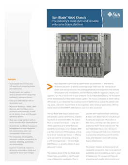 Sun Blade 6000 Chassis, the Foundation Equivalent Rackmount Servers of the Revolutionary Sun Blade 6000 Modular System