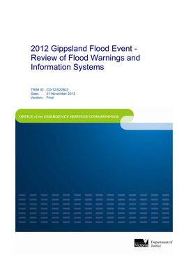 2012 Gippsland Flood Event - Review of Flood Warnings and Information Systems