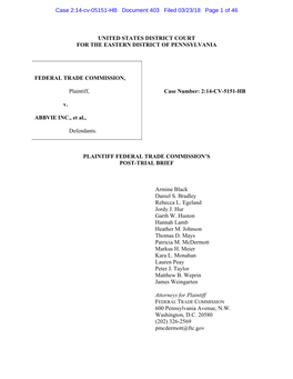 Plaintiff Federal Trade Commission's Post-Trial Brief