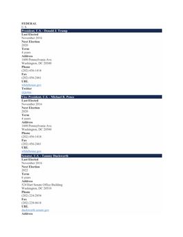 FEDERAL U.S. President, U.S. - Donald J