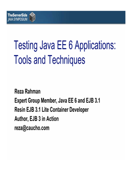 Testing Java EE 6 Applications: Tools and Techniques