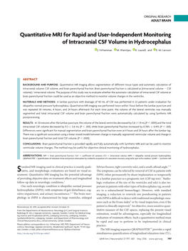 Quantitative MRI for Rapid and User-Independent Monitoring of Intracranial CSF Volume in Hydrocephalus