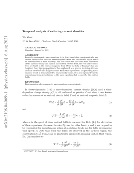 Temporal Analysis of Radiating Current Densities