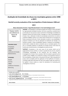 Avaliação Da Erosividade Da Chuva Nos Municípios Goianos Entre 1998 E 2017. Rainfall Erosivity Evaluation of the Municipalities of Goiás Between 1998 and 2017