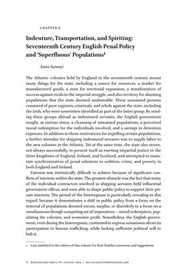 Indenture, Transportation, and Spiriting: Seventeenth Century English Penal Policy and ‘Superfluous’ Populations1