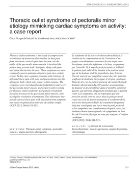 Thoracic Outlet Syndrome of Pectoralis Minor Etiology Mimicking Cardiac