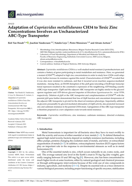 Adaptation of Cupriavidus Metallidurans CH34 to Toxic Zinc Concentrations Involves an Uncharacterized ABC-Type Transporter