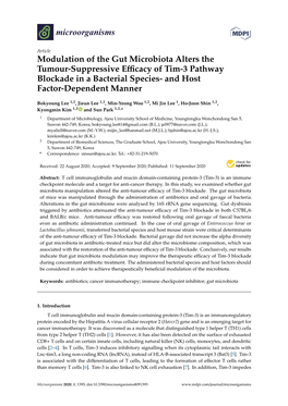 Modulation of the Gut Microbiota Alters the Tumour-Suppressive Eﬃcacy of Tim-3 Pathway Blockade in a Bacterial Species- and Host Factor-Dependent Manner