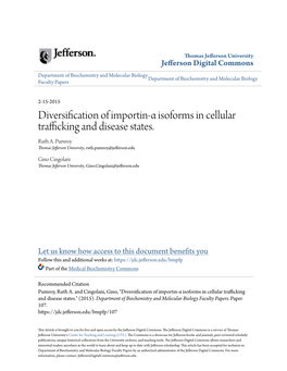 Diversification of Importin-Α Isoforms in Cellular Trafficking and Disease States