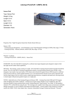 Litening II Pod [FLIR + LRMTS, 40K Ft]