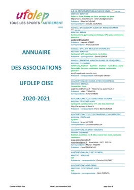 Annuaire Des Associations Ufolep Oise 2020-2021