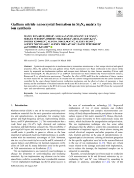 Gallium Nitride Nanocrystal Formation in Si3n4 Matrix by Ion Synthesis