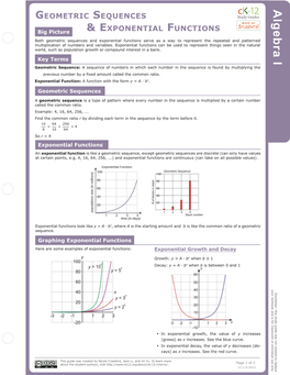 Geometric Sequences & Exponential Functions