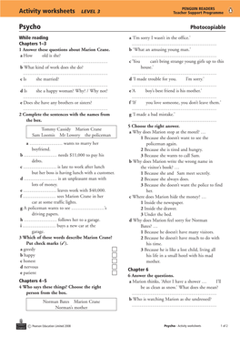 Activity Worksheets LEVEL 3 Teacher Support Programme