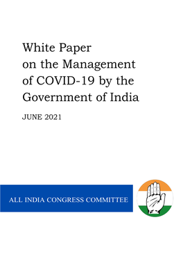 White Paper on the Management of COVID-19 by the Government of India