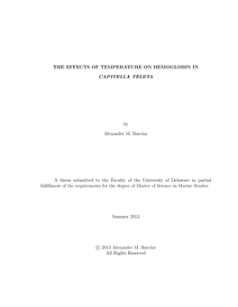 The Effects of Temperature on Hemoglobin in Capitella Teleta