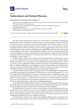 Antioxidants and Retinal Diseases