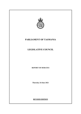 Legislative Council Thursday 24 June 2021