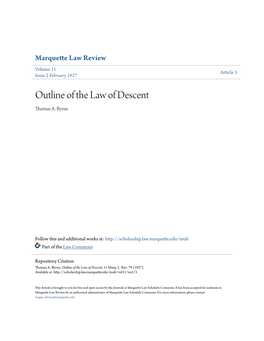 Outline of the Law of Descent Thomas A