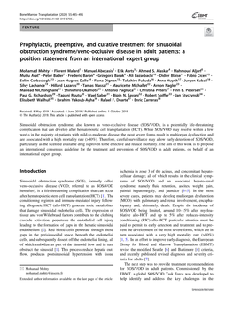 Prophylactic, Preemptive, and Curative Treatment for Sinusoidal Obstruction