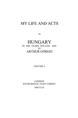 Hungary in the Years 1848 and 1849