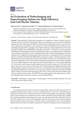 An Evaluation of Turbocharging and Supercharging Options for High-Efﬁciency Fuel Cell Electric Vehicles