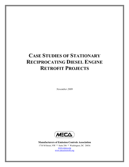 Stationary Reciprocating Engine Diesel Retrofit Case Studies