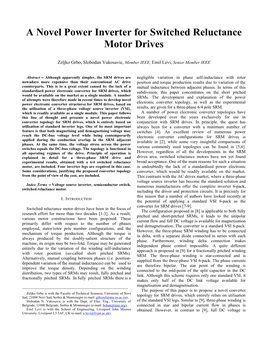 A Novel Power Inverter for Switched Reluctance Motor Drives