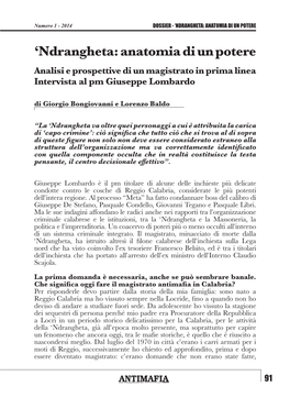 'Ndrangheta: Anatomia Di Un Potere