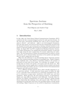 Spectrum Auctions from the Perspective of Matching