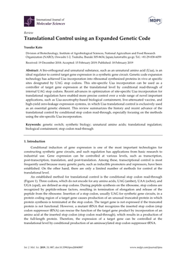 Translational Control Using an Expanded Genetic Code