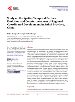 Study on the Spatial-Temporal Pattern Evolution and Countermeasures of Regional Coordinated Development in Anhui Province, China