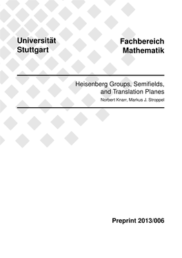 Universit¨At Stuttgart Fachbereich Mathematik