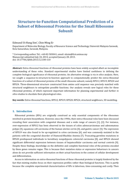 Structure-To-Function Computational Prediction of a Subset of Ribosomal Proteins for the Small Ribosome Subunit